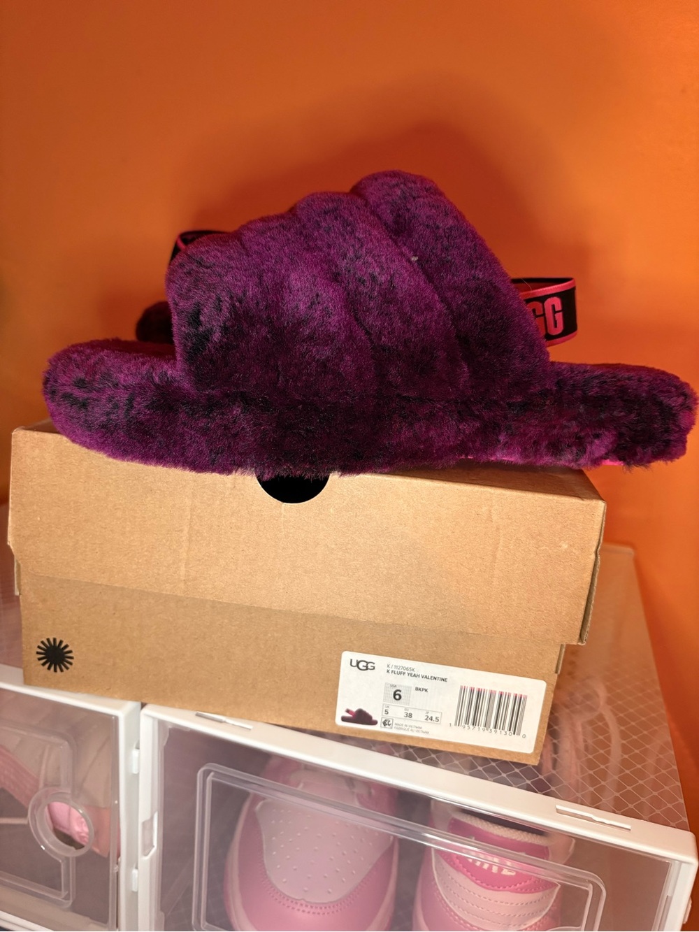 Ugg fluff yeah slides purple size 6 in kids new